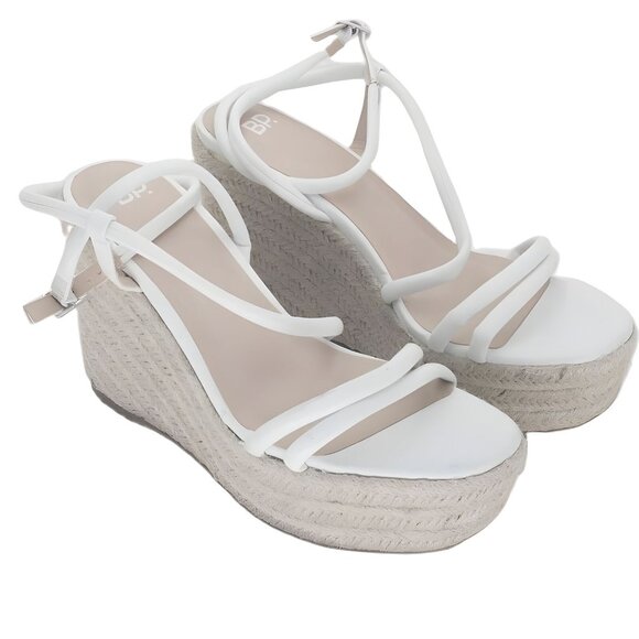 BP Cohan Espadrille Wedge Sandals Tan White Size 11 M Fast Shipping - Picture 4 of 6